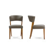 Baxton Studio Mid-Century Dark Walnut Wood Grey Faux Leather Dining Chairs, PK2 115-6137